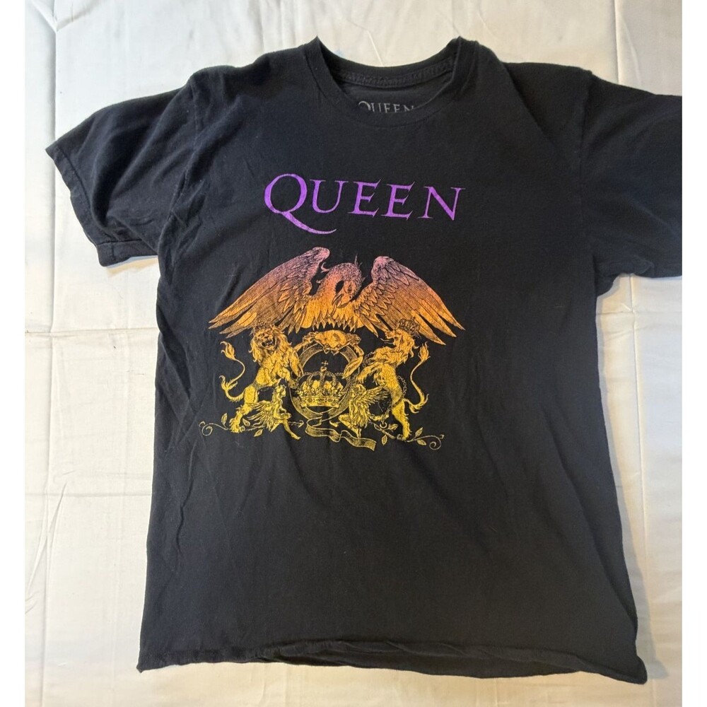 👑🎸Queen Crest Logo Freddie Mercury Official Men's T-Shirt Size M Rock Band Tee